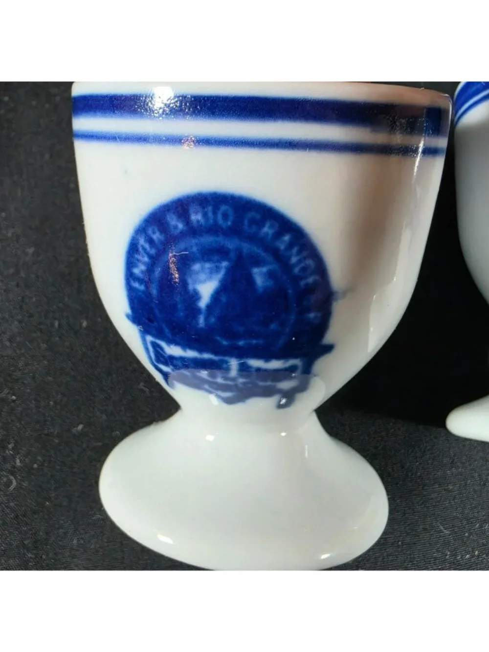 Denver & Rio Grande Railroad Egg Cups Set Of 2 Blue Logo Souvenir Reproduction 2